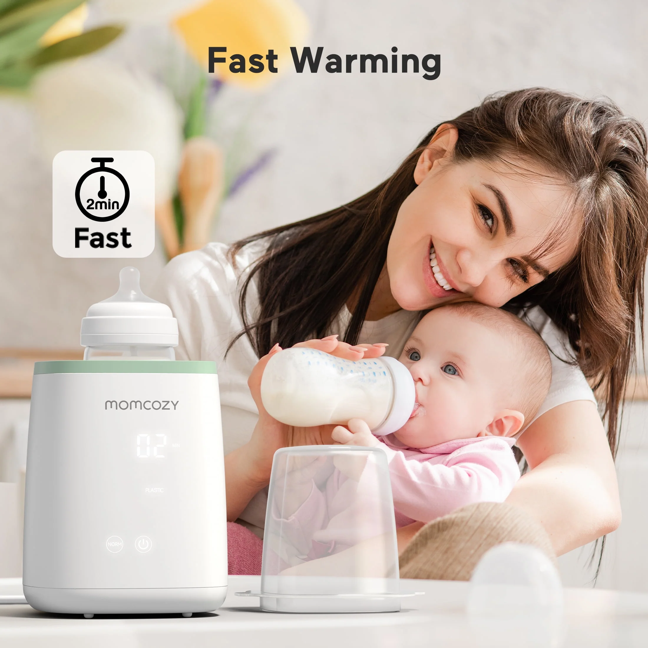 Momcozy Baby Bottle Warmer, 6-in-1 Baby Milk Warmer with Smart Temperature Control, Breastmilk Warmer, Fast Baby Food Heater, Steam Sterilizer