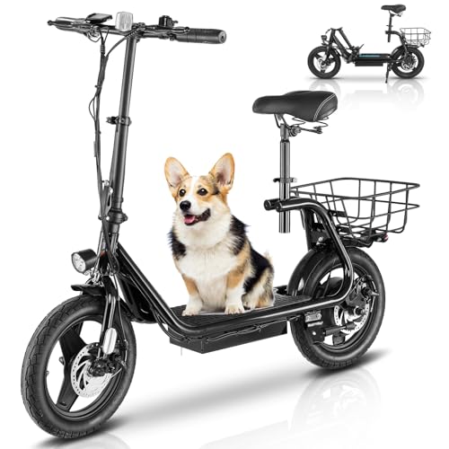 Caroma Peak 500W/800W/1200W Electric Scooter with Seat 14" Tire, 30 Miles Range 20MPH Max Speed, Foldable Electric Scooter for Adults 300 LBS Max Load