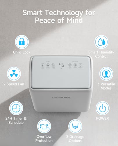 2000 Sq. Ft Dehumidifier for Basement, 30 Pint Dehumidifiers for Home, Bedroom and Bathroom, 3 Modes Dehumidifier with Drain Hose