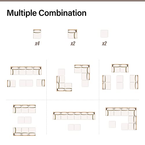 LAUSAINT HOME Outdoor Patio Furniture, 8 Piece Outdoor Sectional Sofa PE Rattan Wicker Patio Conversation Sets