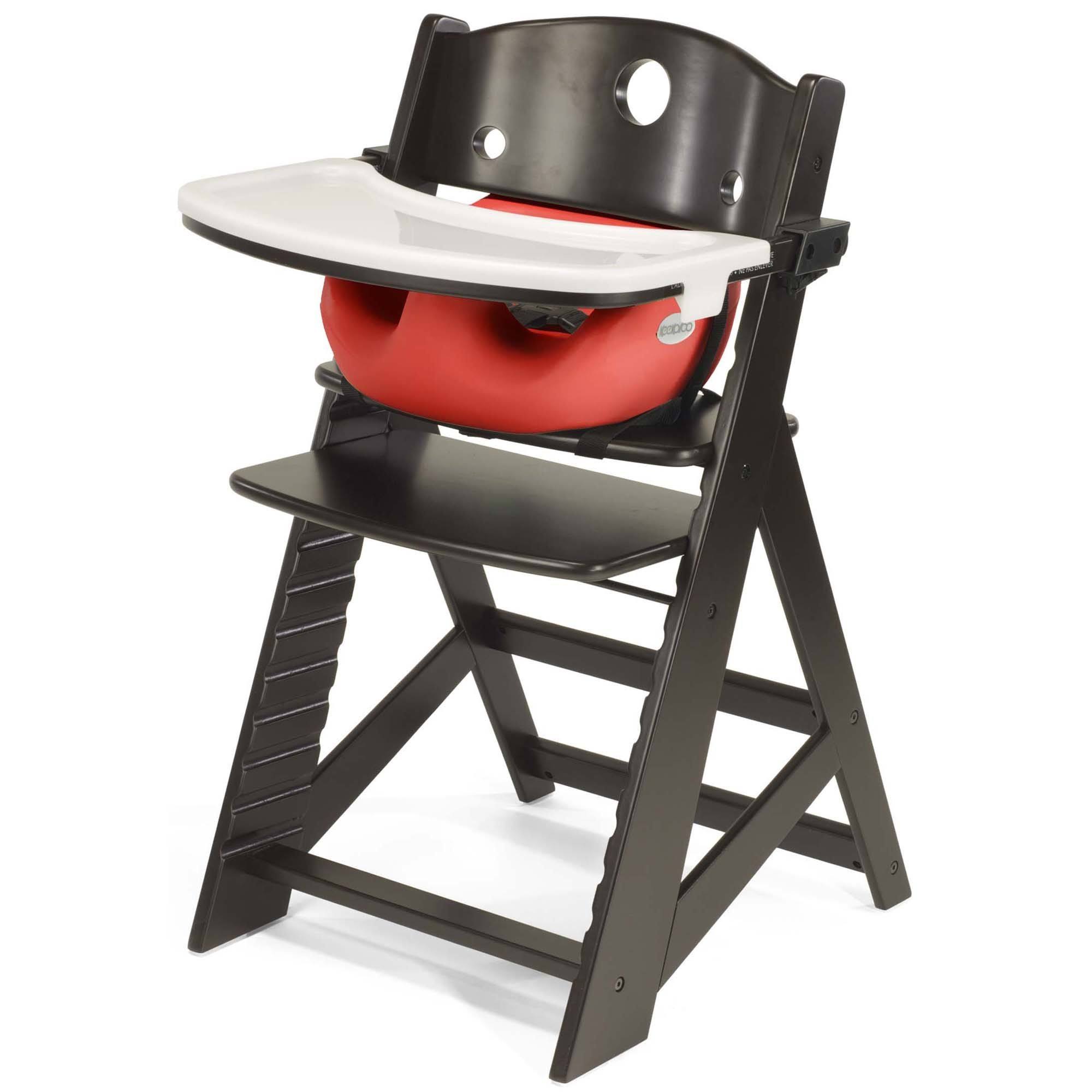 Keekaroo Height Right High Chair Espresso with Infant Insert and Tray in Cherry