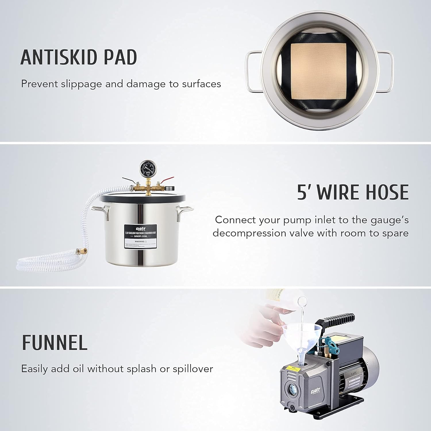 3.5cfm Vacuum Pump and Chamber Kit, 2 Gallon Vacuum Chamber and 38 Micron Vacuum Pump Epoxy Resin Kit
