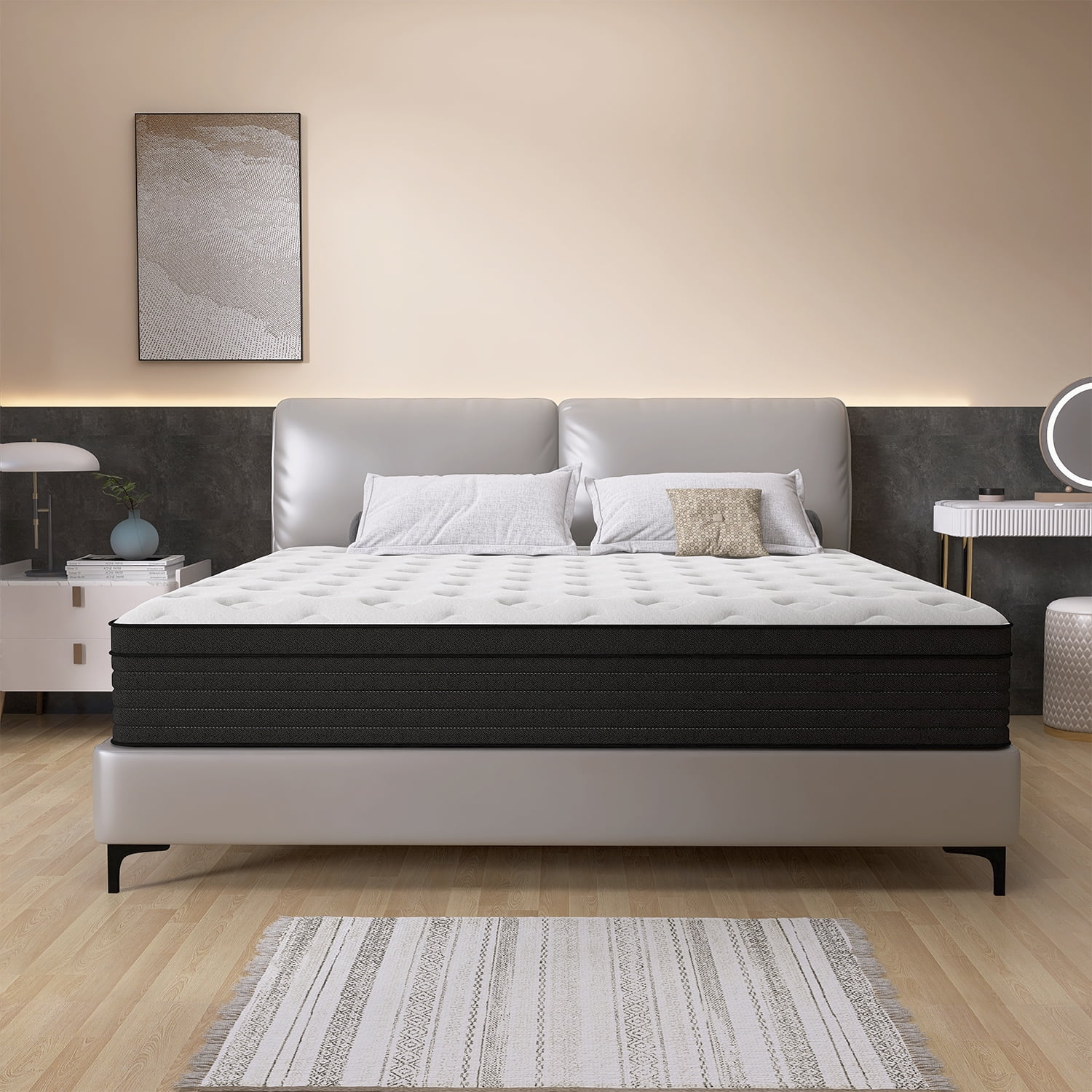 King Mattress, 14 Inch Memory Foam Mattress in a Box, Individual Pocket Spring Mattress with Motion Isolation and Pressure Relief, Medium Firm