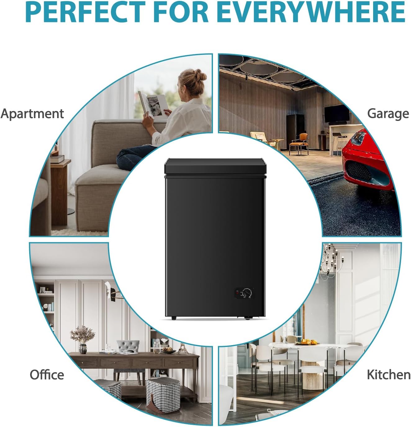 Chest Freezer 3.5 Cu.Ft Small Deep Freezer with Adjustable Temperature,Top Door,Energy Saving,Freestanding Compact Mini Freezer with Removable Basket