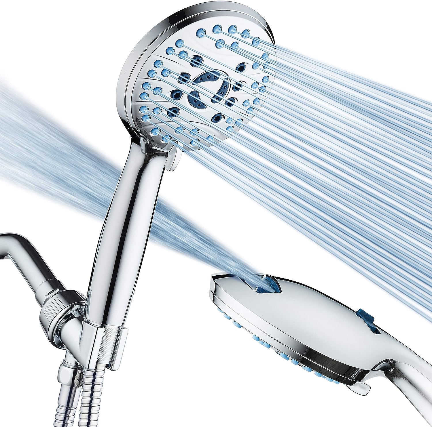 AquaCare AS-SEEN-ON-TV High Pressure 8-mode Handheld Shower Head - Anti-clog Nozzles, Built-in Power Wash to Clean Tub, Tile & Pets