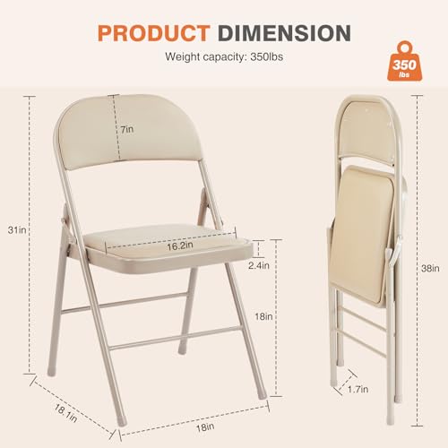 Sweetcrispy Folding Chair 12 Pack, Leather Padded Folding Chairs, Sturdy Metal Foldable Chairs, Easy to Use and Store, Outdoor and Indoor, for Home