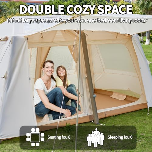 Inflatable Camping Tent, 2/4/6/8 Person Glamping Inflatable Tents for Camping
