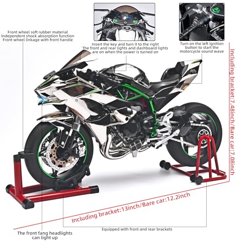 Die Cast Motorcycle 1:6 Scale for Kawasaki H2R Motorcycles Alloy Racing Motorcycle Model Power Toy Motorcycles Collection Kawasaki Model Motorcycles