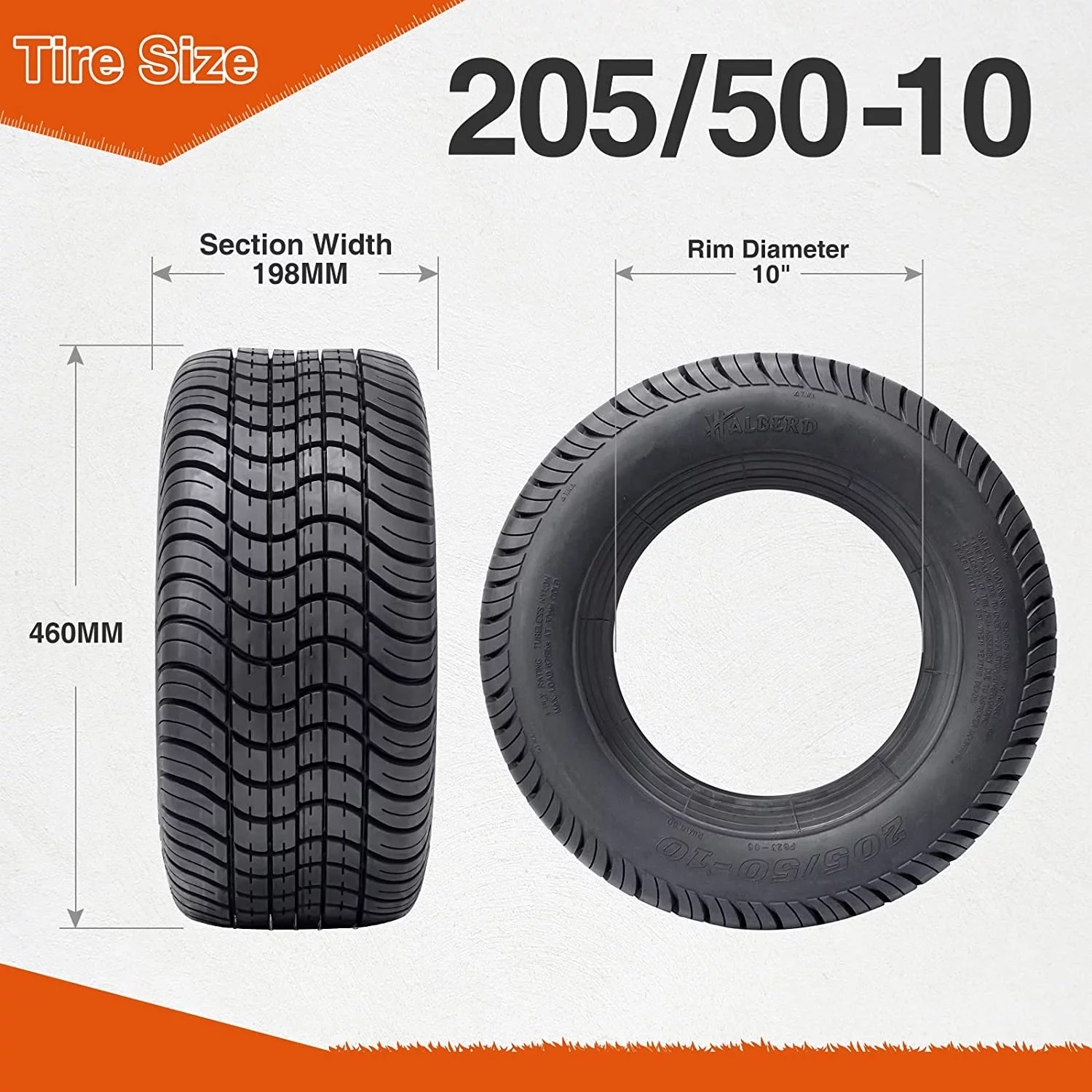 205/50-10 4PLY Golf Cart Tires 205x50-10 High Land  Ratio Tour MaX Tires for Golf Cart Club Car Set of 4