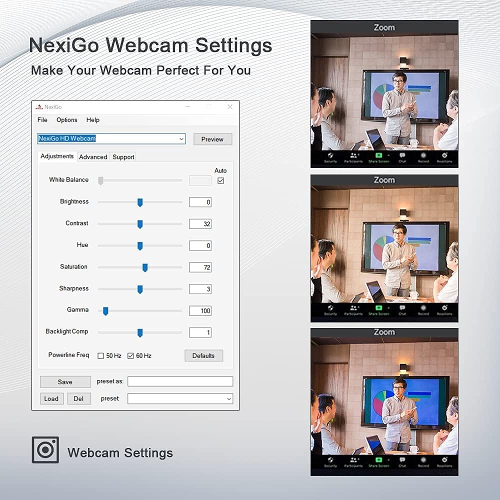 NexiGo N980P 1080P 60FPS Webcam with Microphone and Software Control, USB Computer Camera, Built-in Dual Noise Reduction Mics