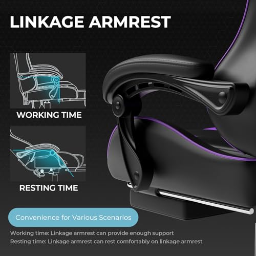 GTPLAYER Gaming Chair, Computer Chair with Footrest and Lumbar Support