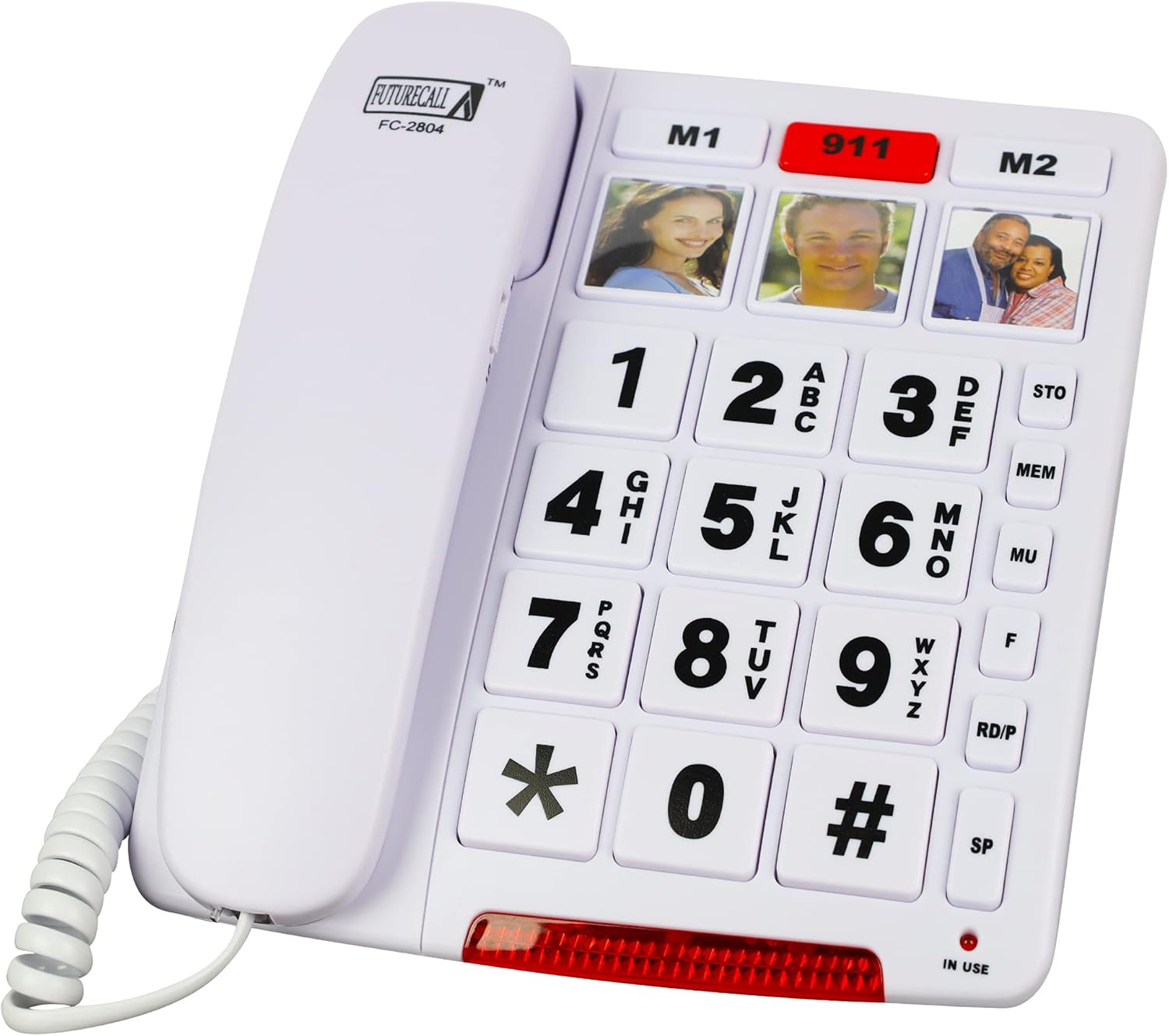 Future Call FC-2804 Big Button Phone for Seniors | 3 Picture Keys and Speakerphone | Amplified Telephones for Hearing Impaired Seniors 40db w/Extra