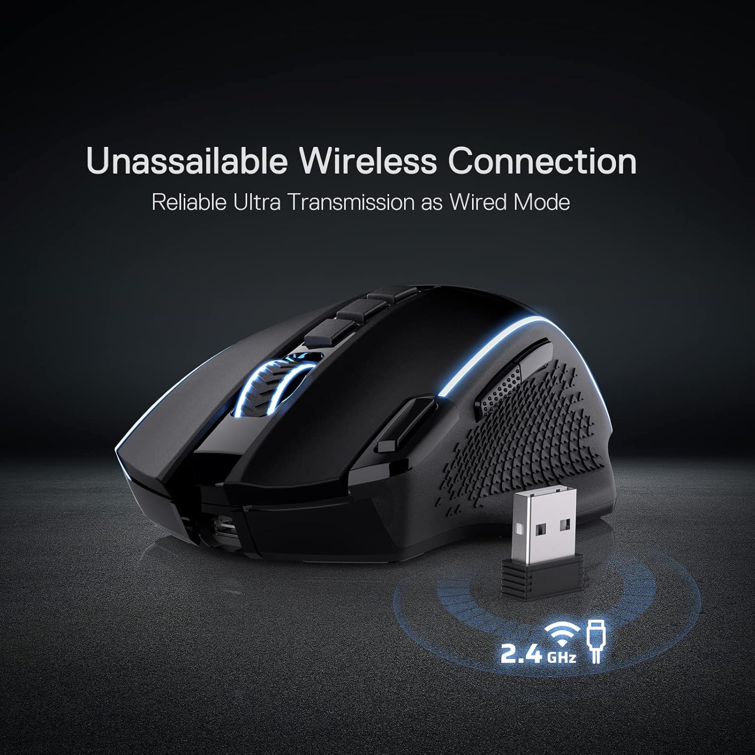Redragon M991 Wireless Gaming Mouse, 19000 DPI Wired/Wireless Gamer Mouse w/ Rapid Fire Key, 9 Macro Buttons