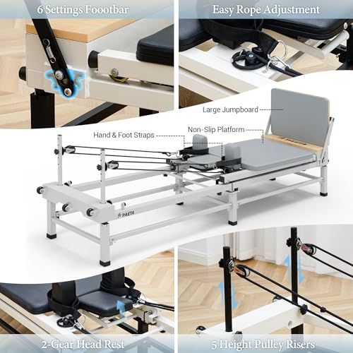 PAETA Pilates Reformer, 91" Foldable Reformer Pilates Machine with Adjustable Reformer Heights