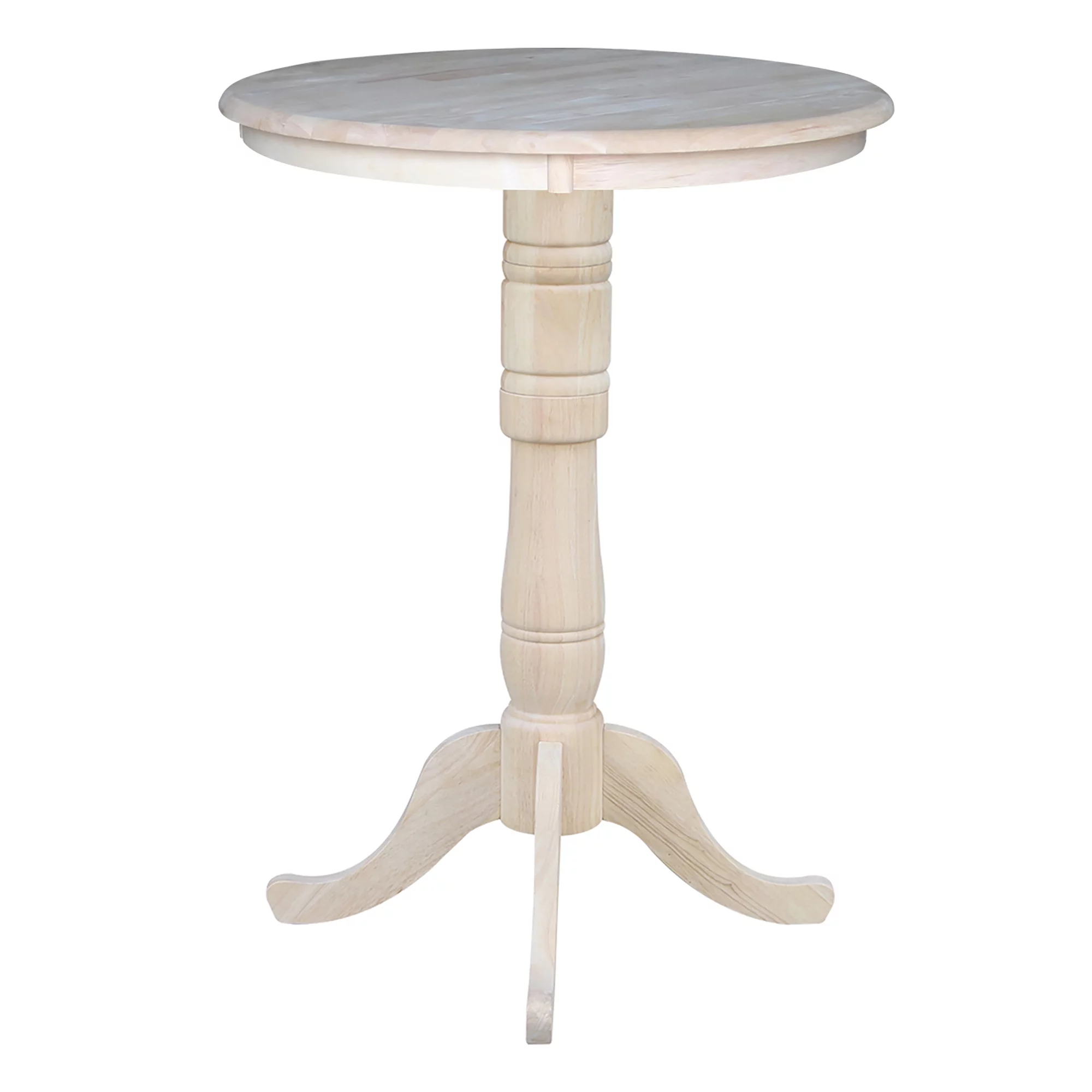 International Concepts 30" Round Top Natural Wood Bar Table in Unfinished
