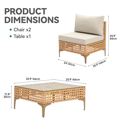 YITAHOME 5 Pieces Outdoor Patio Dining Table Chair Set,Wicker Patio Dining Set,Outdoor Rattan Dining Table Set for Patio, Backyard, Balcony