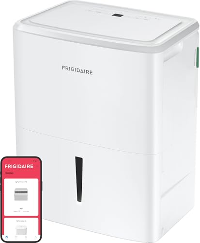 Frigidaire 50-Pint Portable Dehumidifier with Wi-Fi and Energy Star Certification for Medium/Large Rooms & Basements, Custom Humidity Control