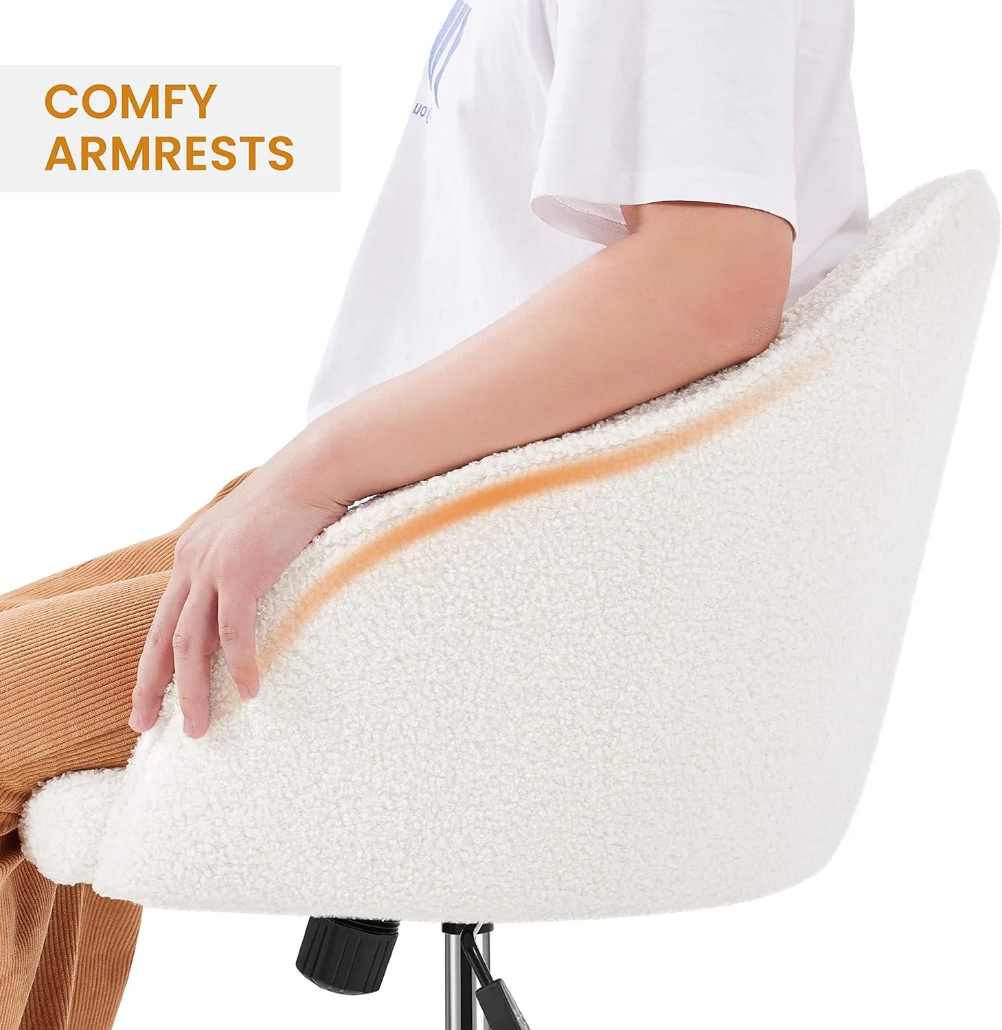 Modern Boucle Desk Chair, Makeup Vanity Chair with Adjustable Tilt Angle