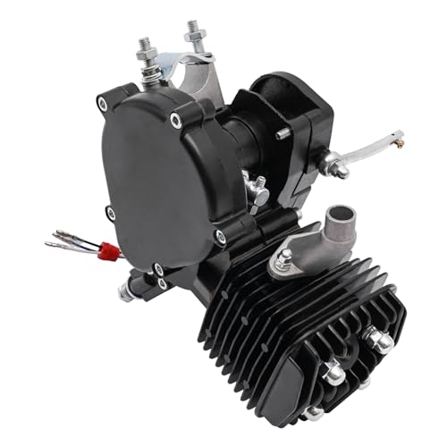80CC 2-Stroke Petrol Gas Motor Engine Bike Single Cylinder Air-cooled Engine CDI for Bicycle Motorized 1.85KW 1.65HP 5500RPM (Black)