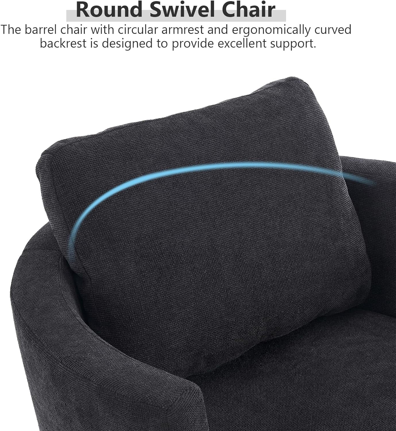 Lecut Swivel Accent Chair Barrel Chair Comfy Upholstered Round Swivel Chair for Living Room Bedroom Modern Armchair with Back Cushion Oversized Chair