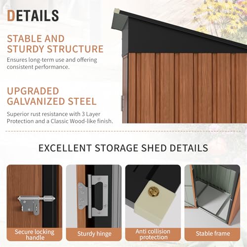 Outdoor Storage Shed, 5x3 Ft Metal Steel Tiny House with Lockable Door, Vertical Outside Storage Building for Garden, Backyard, Lawn, Patio Utility