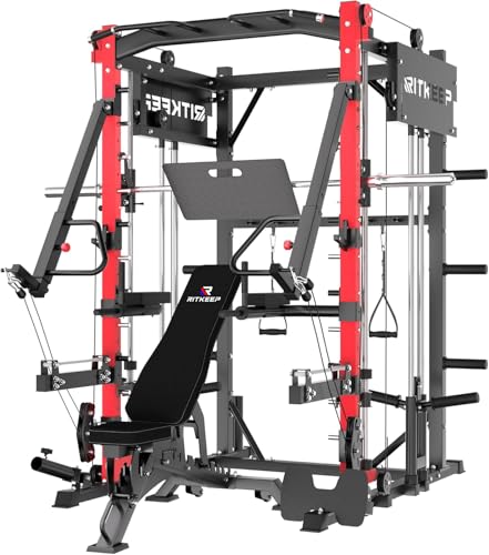 Smith Machine with Jammer Arms & Leg Press with Adjustable Dual Pulley Ratio (1:1 & 2:1), PMAX-4750 All-in-One Commercial & Home Gym Equipment