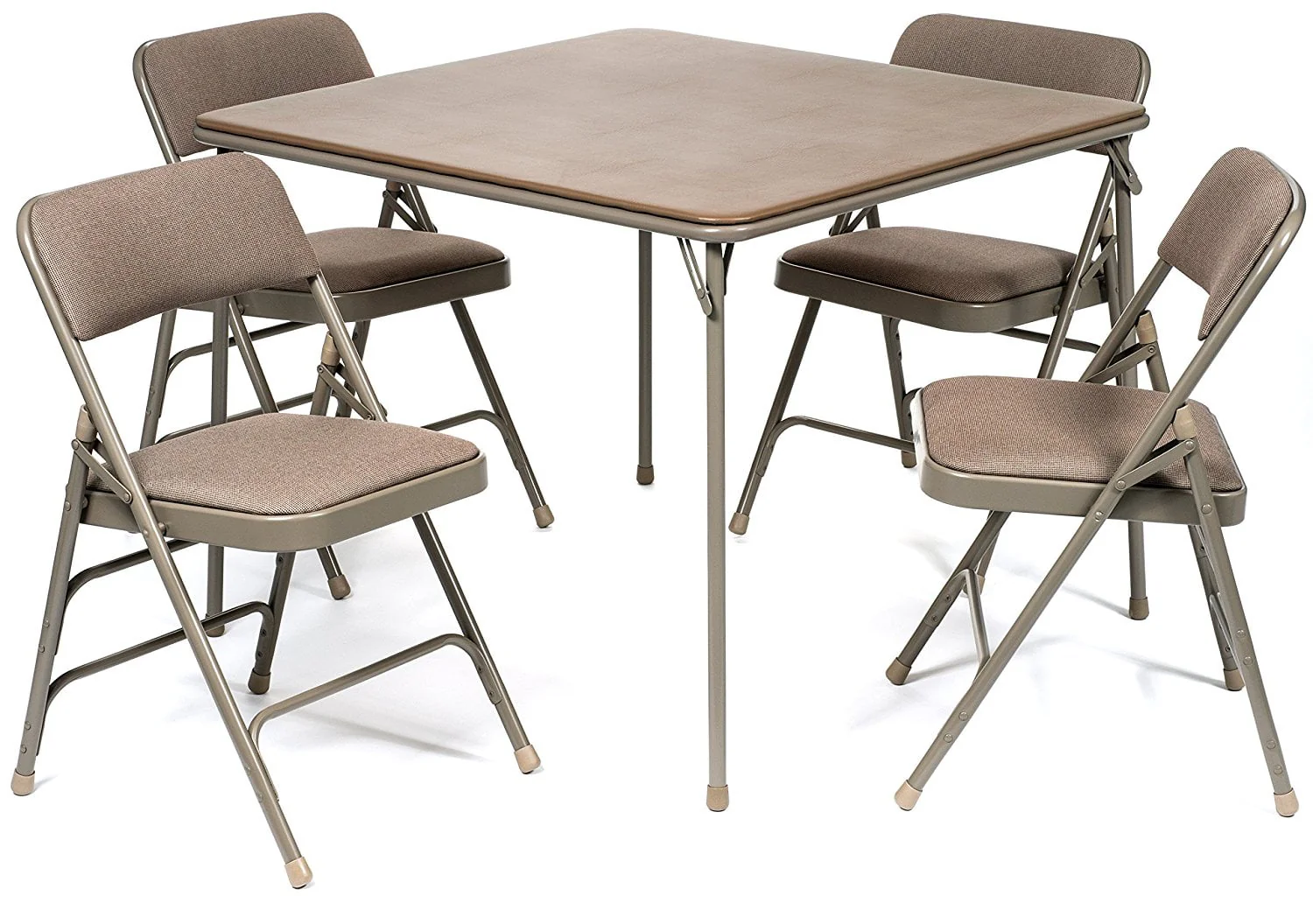 5pc. XL Series Folding Card Table and Triple Braced Fabric Padded Chair Set, Commercial Quality, Black, 38 x 38 x 29.5