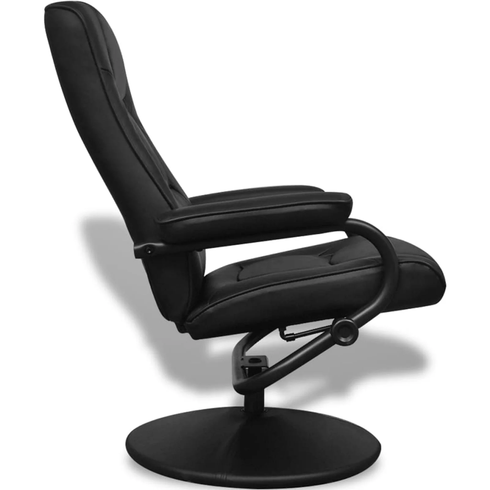 Tomshoo Swivel Recliner with Ottoman Black Faux Leather