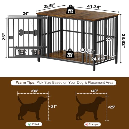 Easycom 41" Dog Crate Furniture Foldable, No Assembly Decorative Dog Kennel Indoor, Dog Crates for Large Dogs