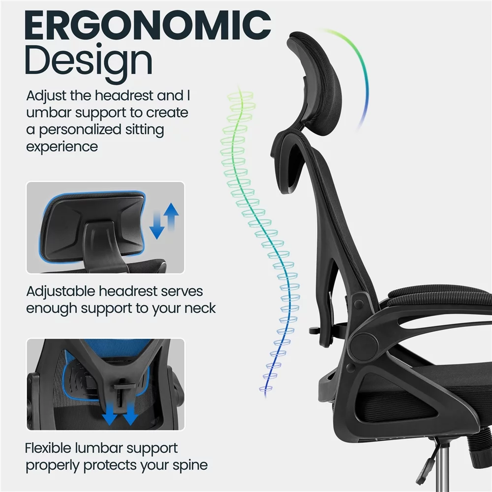 Alden Design Ergonomic Mesh Office Chair with High Back, Black