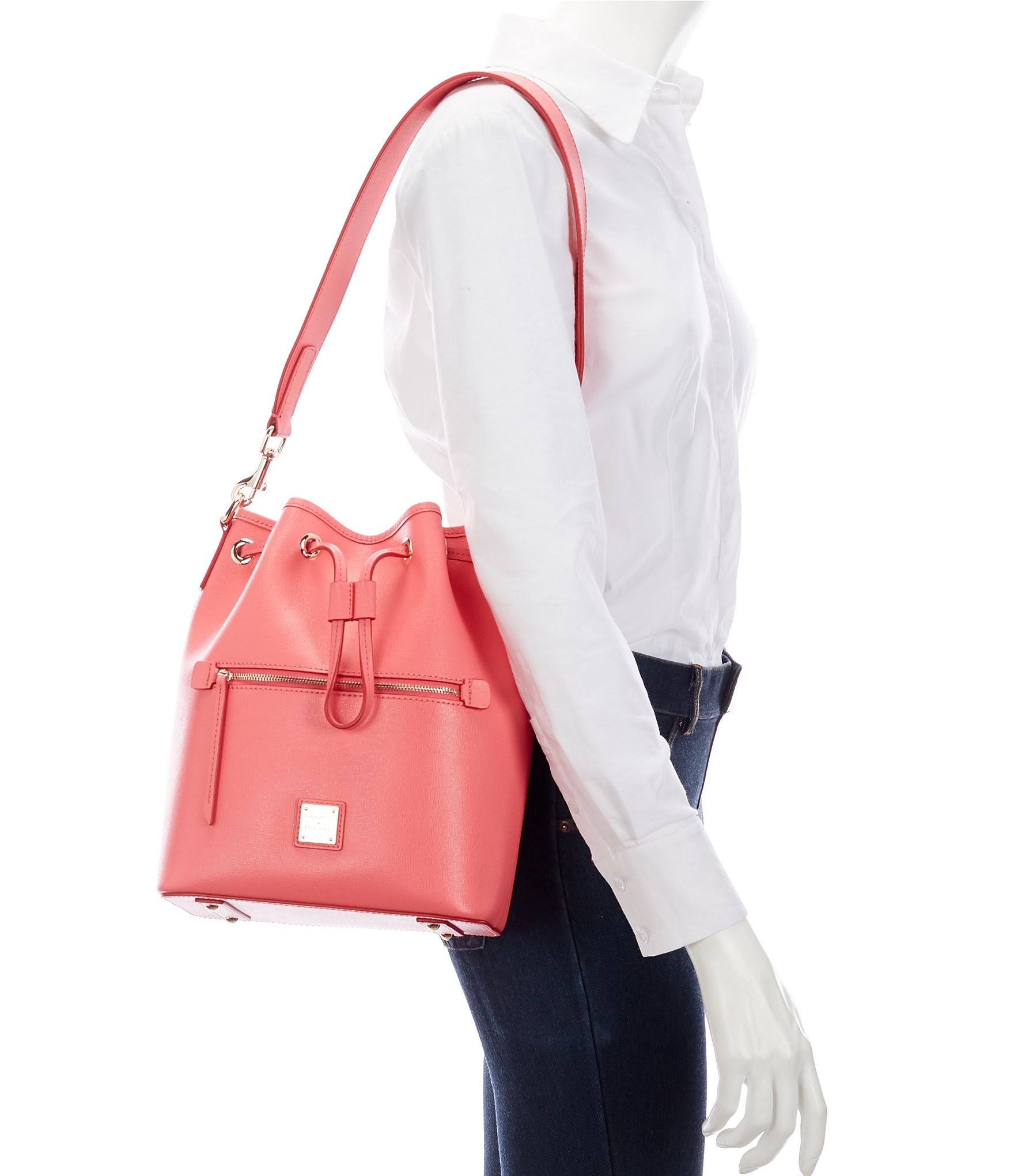 Dooney u0026 Bourke Leather Saffiano Drawstring Bag ,Marine