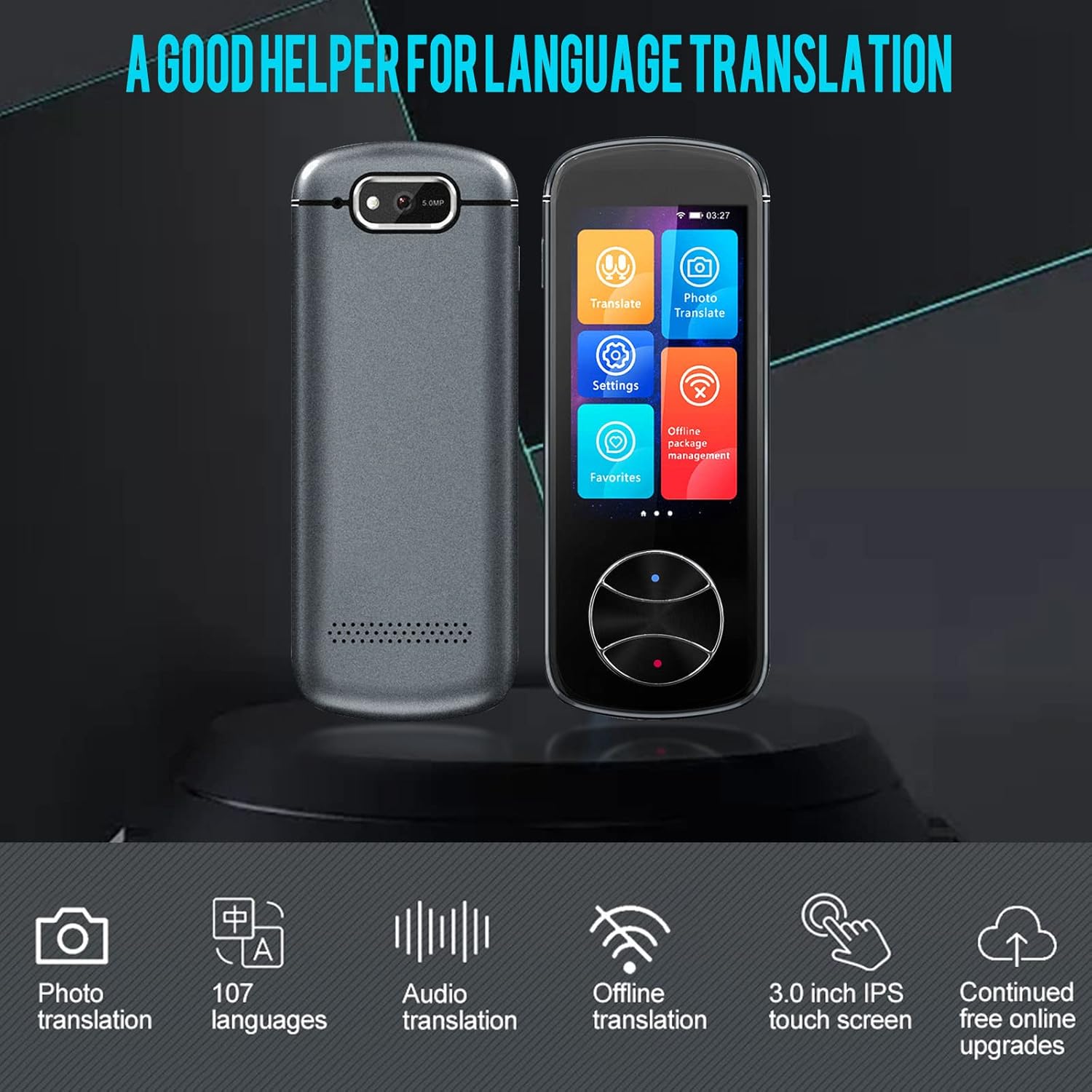 Language Translator Device 107 Languages Two Way Portable Instant Voice Translator, Support Photograph Handheld Accurate Translation