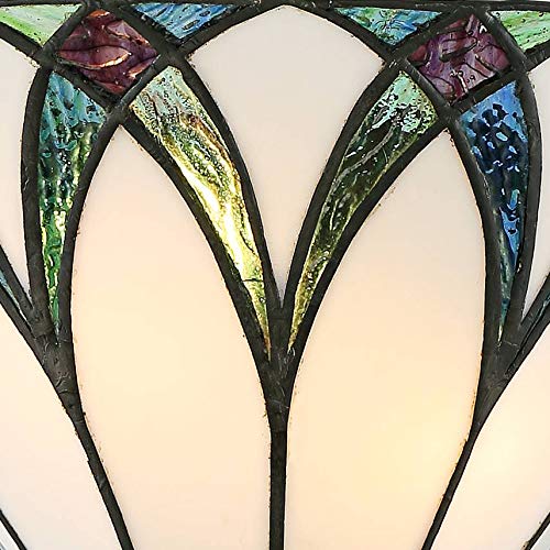 Regency Hill Filton Tiffany Style Wall Light Sconce Bronze Hardwired 12 1/4" Wide Fixture Blue White Stained Art Glass Shade for Bedroom Bathroom