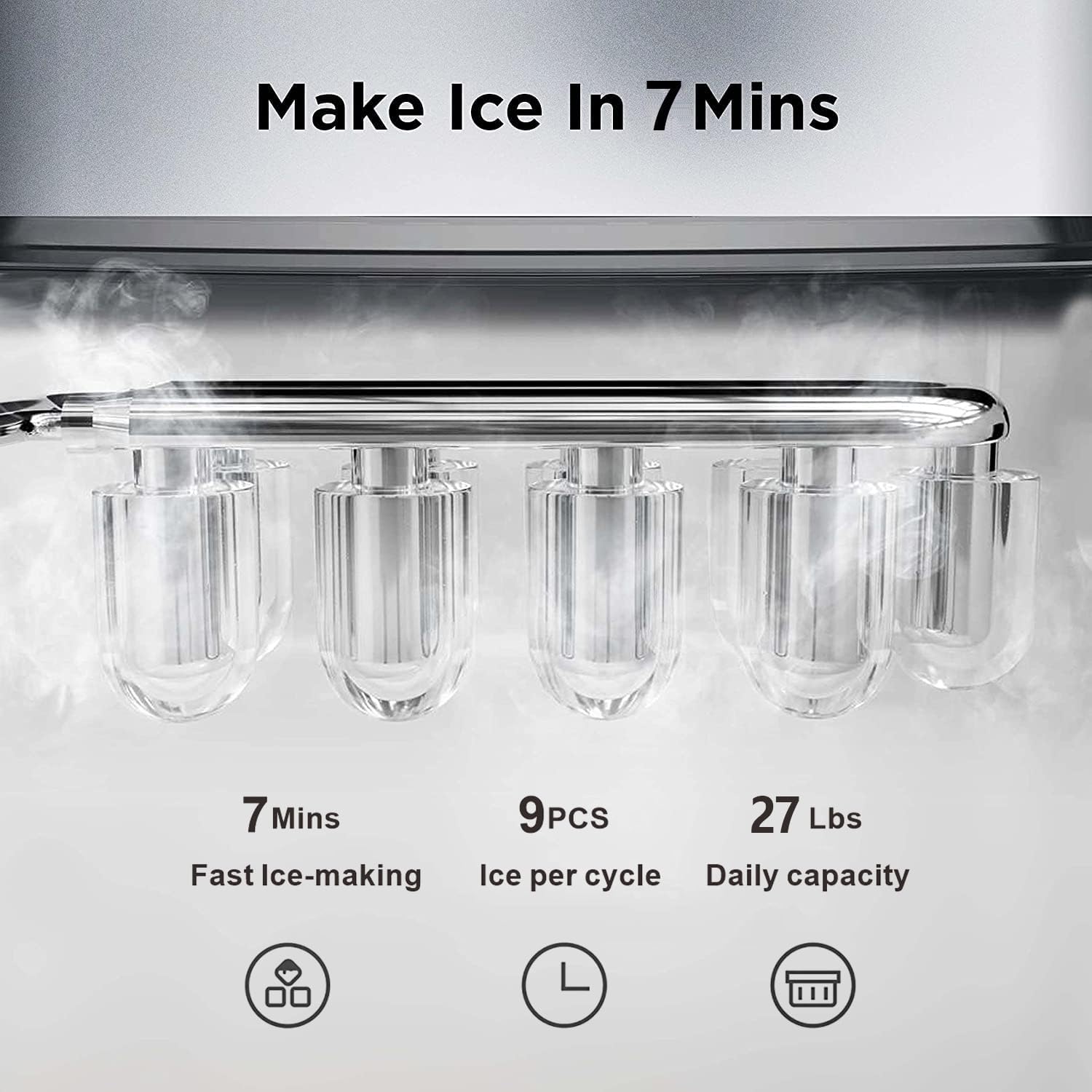 Hot and Cold Water Cooler Dispenser with Ice Maker 5 Gallon Bottle Top Load Built-in Ice Maker Perfect for Home Office