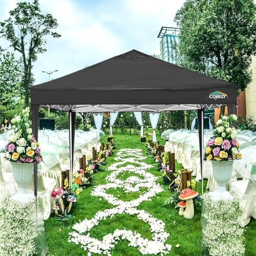 COBIZI 10x10 Pop up Canopy Tent Protable Canopy Tent with 4 Sidewalls Waterproof Commercial Instant Shelter for Parties, Wedding