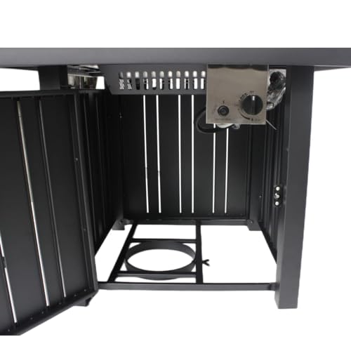 30" Propane Fire Pit with Real Ceramic Tabletop, 50000 BTU Gas Firepit Table with Lid & Glass Rock, Outdoor Fire Pit for Dining or Party