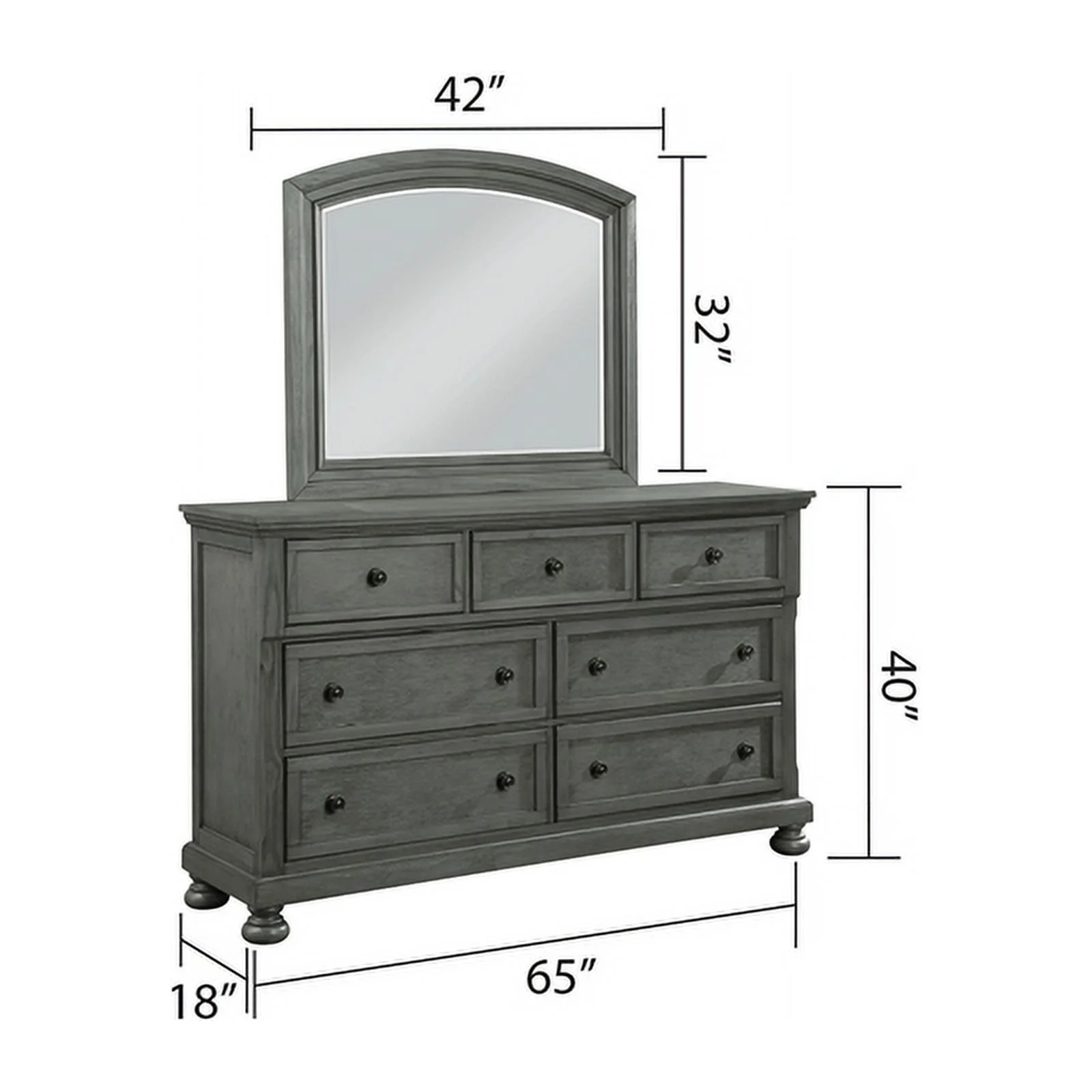 Pemberly Row Modern 5PC King Bedroom Set Made with Wood & Rustic Gray Finish