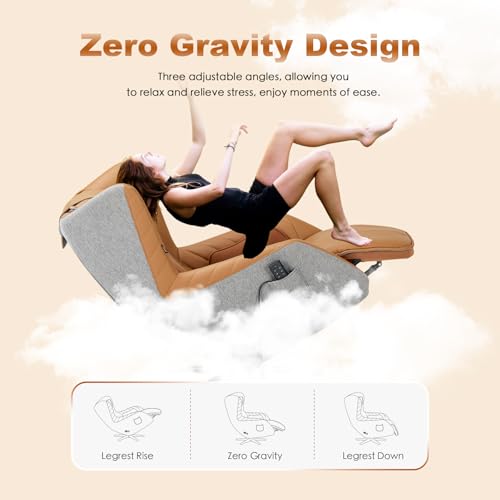COLAMY Zero-Gravity Massage Chair | Massage and Leisure Dual-Use Chair,360° Swivel,Heat, Low-Noise 3D Bluetooth Speaker,Living Room, Bedroom（White