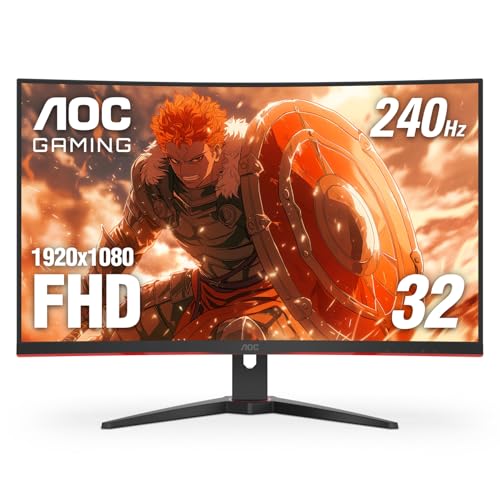 AOC C27G2Z 27" Curved Frameless Ultra-Fast Gaming Monitor, FHD 1080p, 0.5ms 240Hz, FreeSync, 2x HDMI 2.0, 1x Display Port, Height Adjustable