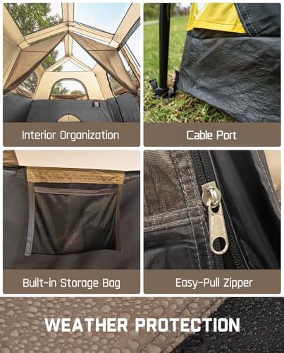 FanttikOutdoor Instant Cabin Tent 6/8/10/12 Person Camping Tent Setup in 60 Seconds with Rainfly & Windproof Portable with Carry Bag for Family
