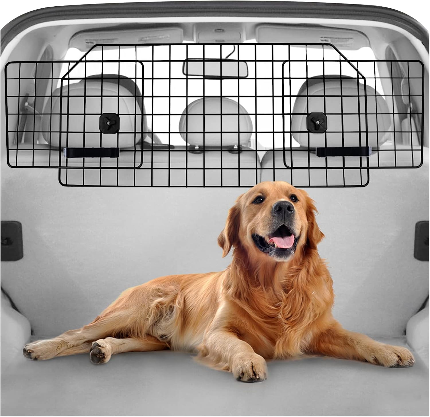 rabbitgoo Dog Car Barrier for SUVs, Large Pet Car Gate Divider Cargo Area, Adjustable Pet SUV Barriers Universal-Fit