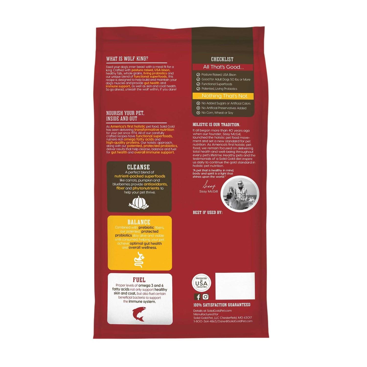 Solid Gold Nutrientboost Wolf King Bison Dry Dog Food - Pet Supplies online store