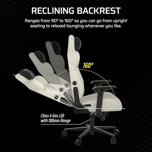 Corsair TC500 Luxe Gaming Chair – Premium Breathable Fabric – Wide Seat – Five-Way Adjustable Armrests – Adjustable Built-in Lumbar Support – 90-160