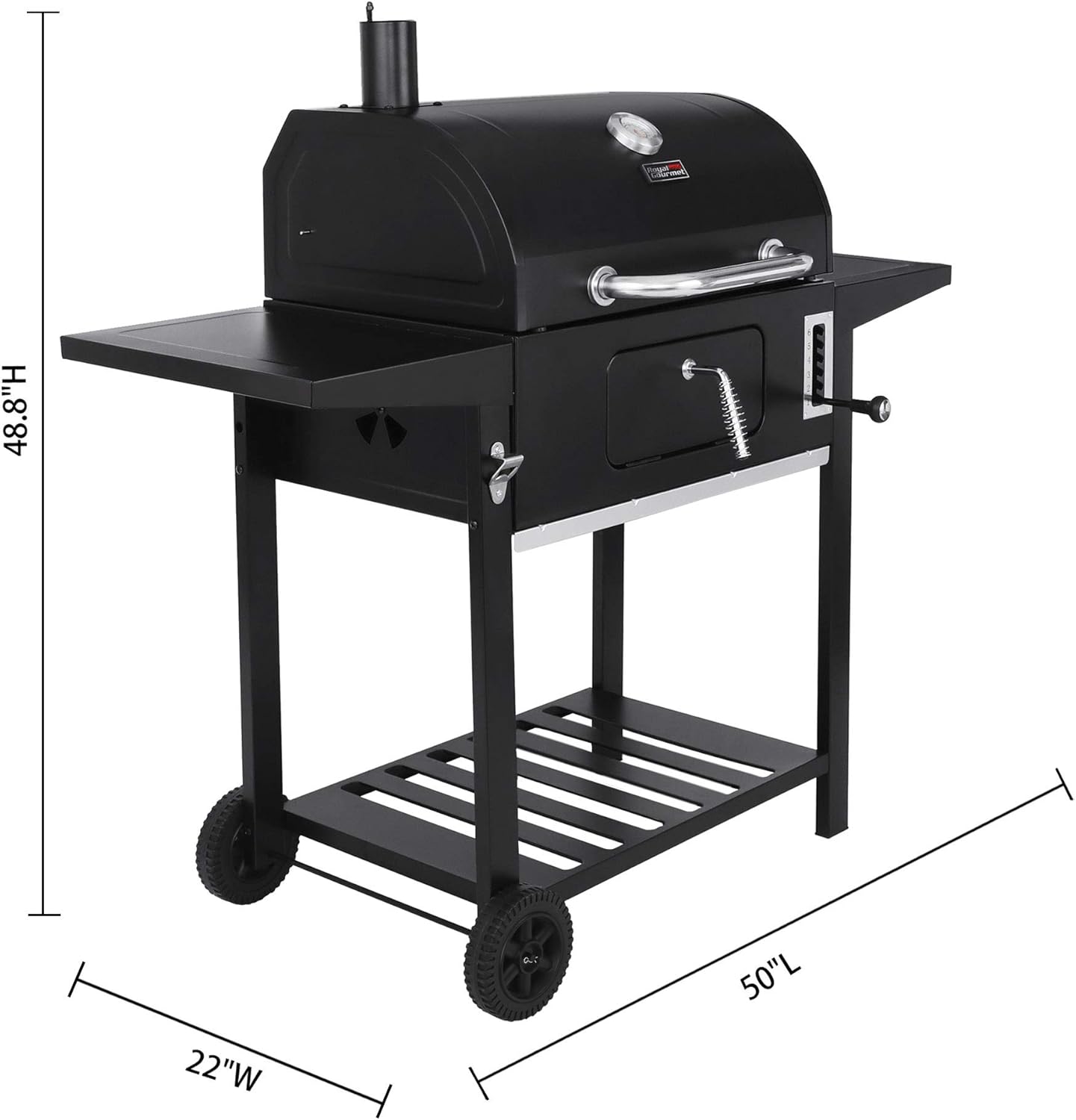 Royal Gourmet CD1824AX 24-Inch Charcoal Grill Outdoor BBQ Smoker Picnic Camping Patio Backyard Cooking, Black