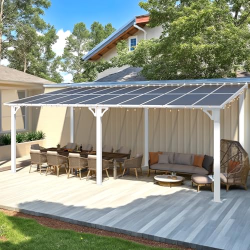 AECOJOY 10&rsquo; x 10&rsquo; Gazebo, Wall Mounted Gazebos Pergola on Clearance, Outdoor Patio Lean to Gazebo Awnings for Deck, Porch