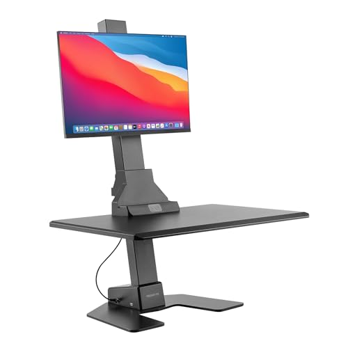 Mount-It! Electric Standing Desk Converter - Motorized Sit-Stand Desk Riser with Monitor Mount