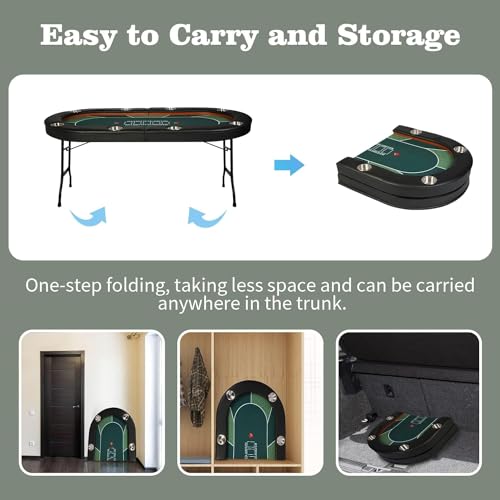 Premium 84" Poker Table Foldable with Chips Tray