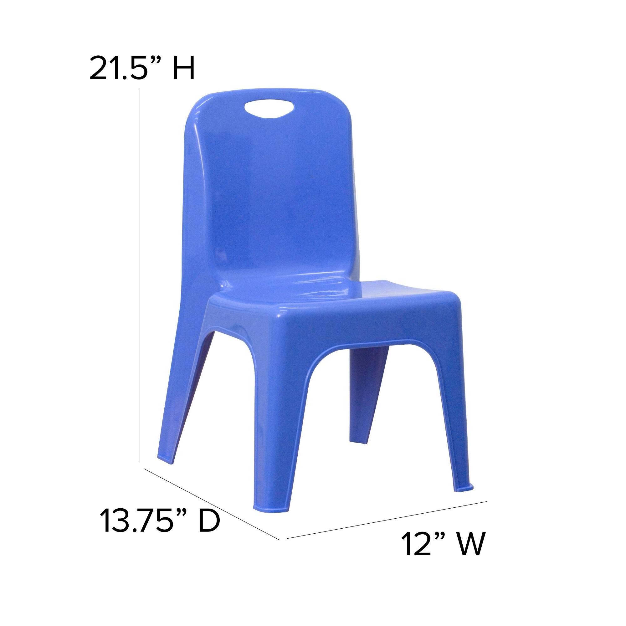 Flash Furniture 4 Pack Blue Plastic Stackable School Chair with Carrying Handle and 11