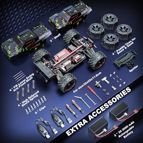 1/14 Brushless RC Cars for Adults Fast 50+ mph, RC Trucks 4x4 Offroad Waterproof, Electric Powered High Speed Remote Control Car