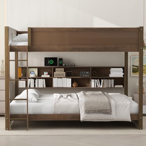 Ball & Cast Twin-Over-Twin Bunk Bed with Twin-Size Trundle and 3 Storage Stairs,Wood Bunkbed w/Full-Length Guardrails,Slat Support